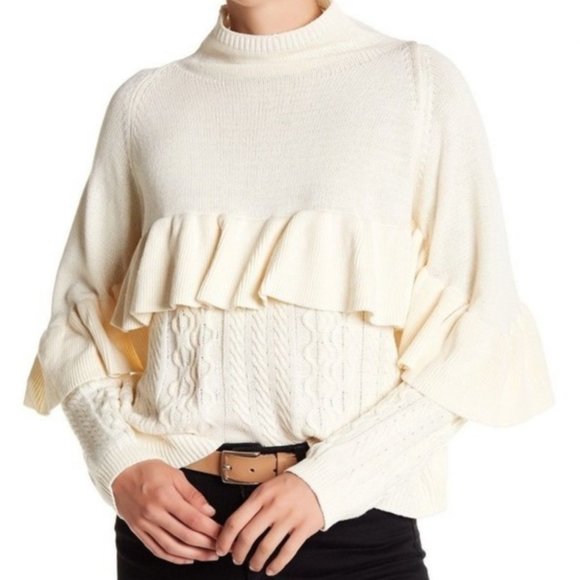 Project Naadam Sweaters - Project Naadam Flutter Ruffle Trimmed Knit Sweater